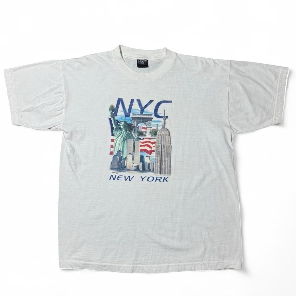 Vintage Y2K New York Souvenir Twin Towers Pre 9/11 Graphic Tourism T-shirt Large